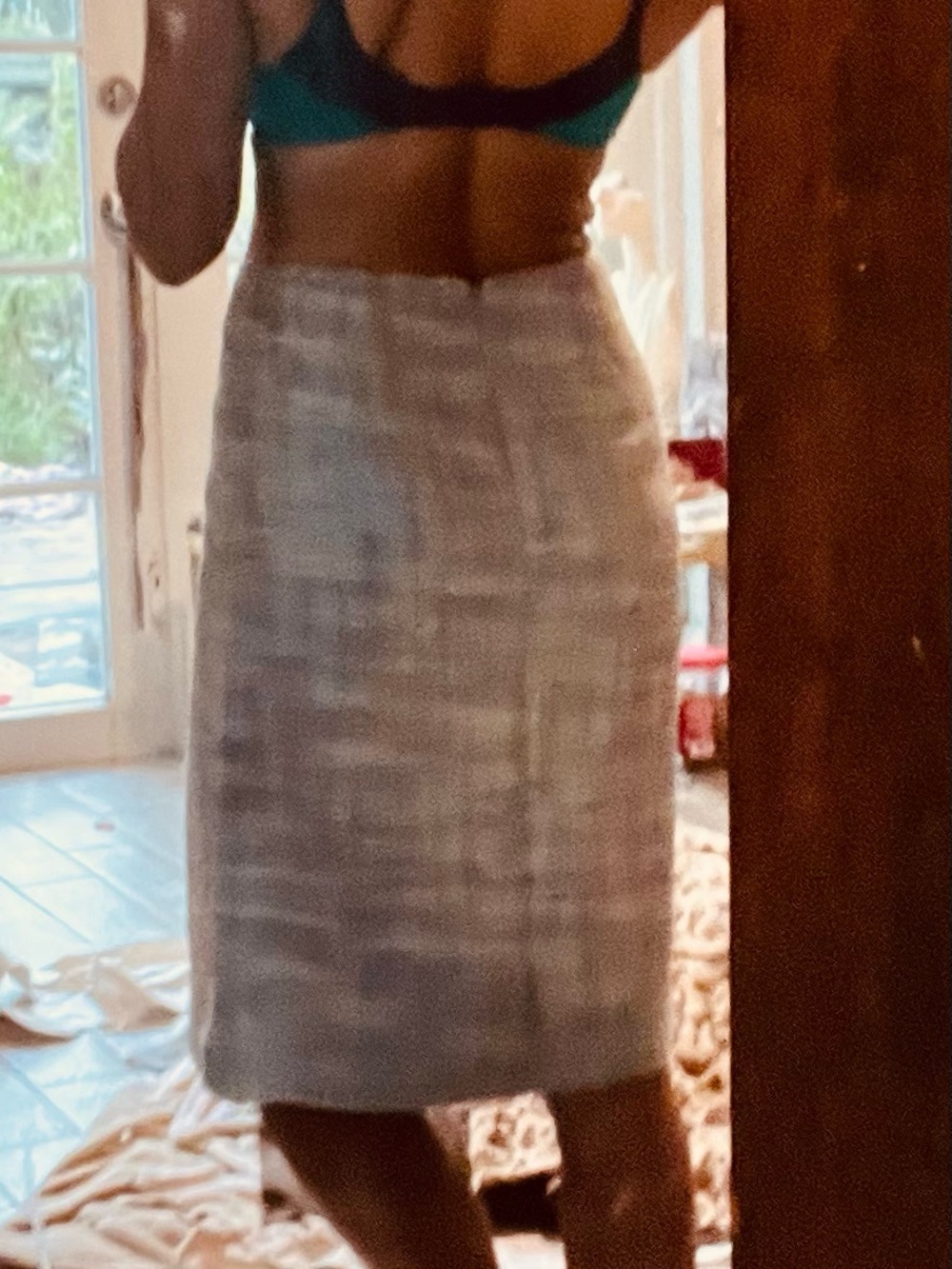 Bergamo Pastel Tweed Belted Blazer w Skirt in Lavender & Green - Picture 7 of 9